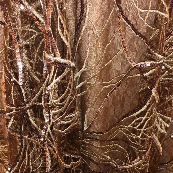 Aidan Mattox Dress Rose Gold Lace Sequin 4 EUC - Picture 7 of 8